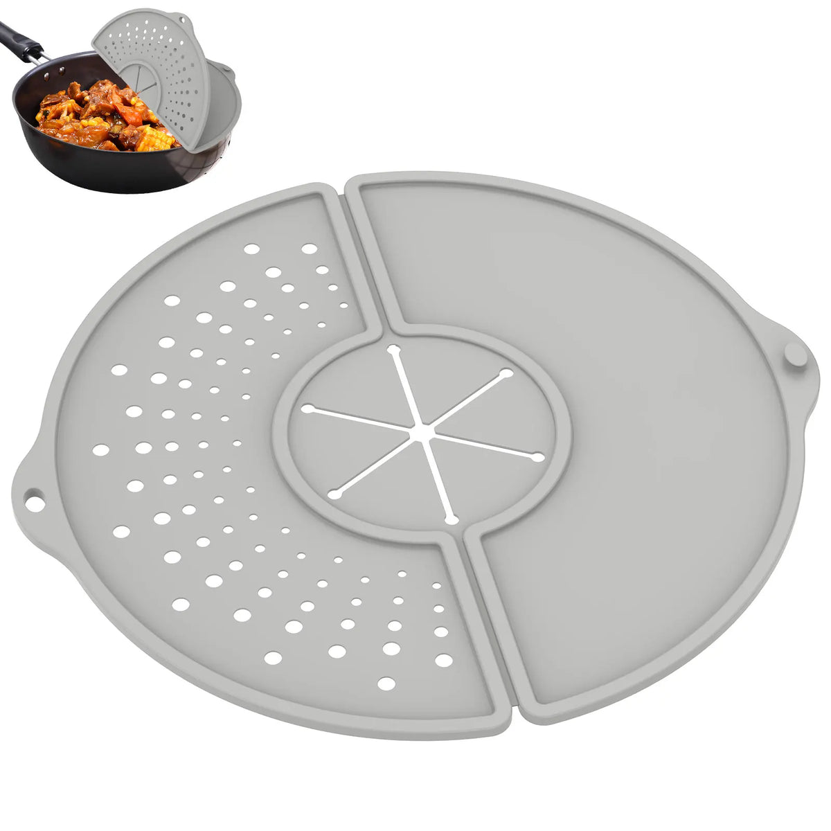 1Pc Silicone Kitchen Splatter Screen Foldable Heat Resistant Oil Splash Guard Drain Board Cover Multi Use Kitchen Frying Pan Lid