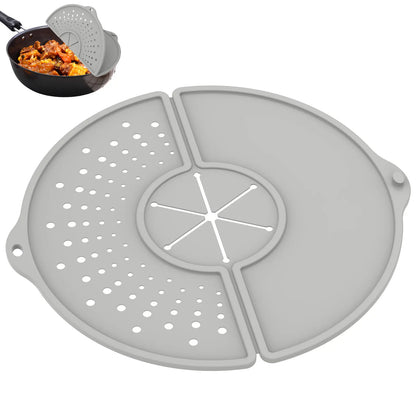 1Pc Silicone Kitchen Splatter Screen Foldable Heat Resistant Oil Splash Guard Drain Board Cover Multi Use Kitchen Frying Pan Lid