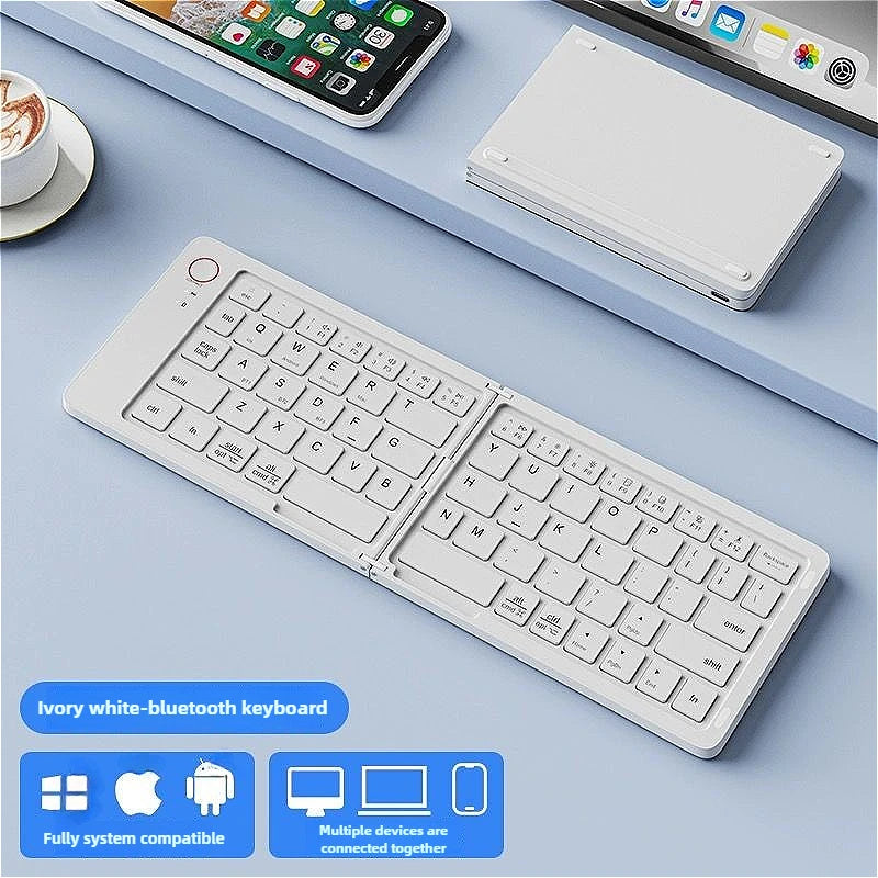 MINGCVIL Mini Foldable Wireless Keyboard Slim Portable Bluetooth Keyboard Rechargeable Folding Keyboard for IOS Windows Android