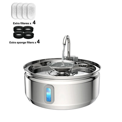 3L Stainless Steel Faucet Cat Fountain Visible Water Level Cats Water Fountain Ultra Quiet Pump Automatic Pet Fountain Bowl