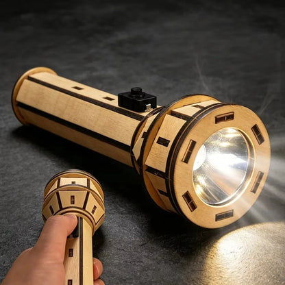 Wooden Puzzle Set DIY Electric Flashlight Handmade Cute Shape Safe Interactive Educational Physical Science Adults Creative Gift