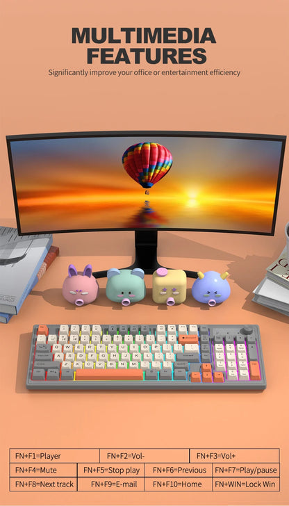 Dual-Mode Wireless Keyboard and Mouse Set 2.4G Dual Bluetooth Keyboard RGB Gaming Keyboard Mouse Kit Mechanical Feel Keyboard