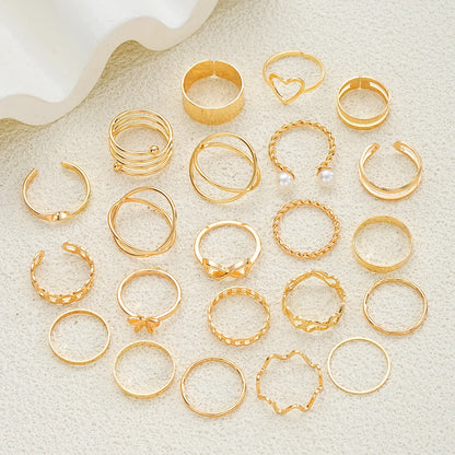 83pcs Elegant Pearl Geometric Earrings Necklace Bracelet Ring Jewelry Set For Women Heart Butterfly Daily Party Jewelry No Box