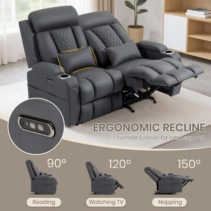 Wall Hugger Power Reclining Loveseat with Manual Adjustable Headrests, Electric Recliner Sofa with USB/Type-C Ports,, Custom