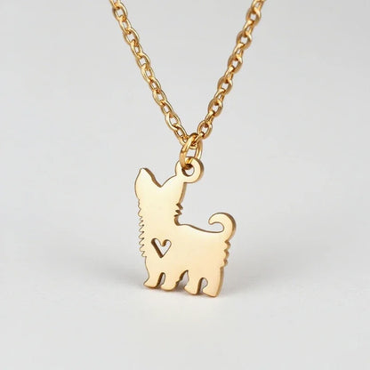 Puppy Necklace Stainless Steel Dog Shape Pendant Animal Dog Chain Necklace For Women Jewerly
