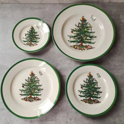 Holiday-themed Christmas Ceramic Plates Cutlery Sets Dinner Plates Bowls Soup Plates Mugs Coffee Cups Saucers Sets