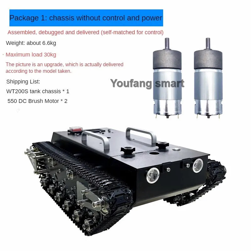 30kg Load RC Tank Chassis Metal Track 12V DC Motor Shock Absorption Tank for STM32 Robot Kit to FS Handle Programmable Robot Car