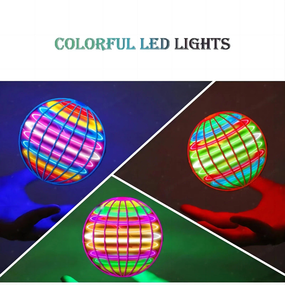 LED Light Up Flying Orb Boomerang Toys Magic Hover Ball Drone Fly Nova Spinner – Fidget Stress Relief Toy Gifts for Kids Family