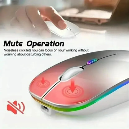 Rechargeable Silent Wireless Mouse LED Backlit Mice PC Laptop Computer Mous 2.4Ghz Receiver Bluetooth Dual Mode Optical Mice