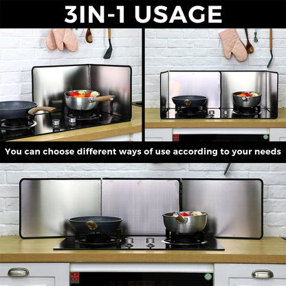 Stainless Steel Large Splatter Guard for Frying Stove Top Foldable Oil Splash Guard Cooking for Stove Kitchen Splatter Screen