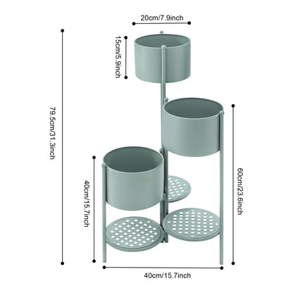 3 Tier Corner Plant Stand Foldable, 16x31in Iron Flower Pot Holder w/ Shelves for Indoor Outdoor Balcony, White/Green/Gold/Black