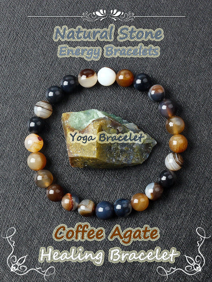 Original Natural Stone Beads Bracelet Men Women Reiki Blue Apatite Lapis Lazuli Amethyst Yellow Tiger Eye Beads Bracelet Jewelry