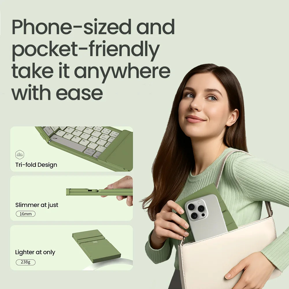 NILLKIN Folding Wireless Bluetooth Keyboard with Touchpad Mini Rechargeable Keyboard for Office Travel for Window/iOS/Android/PC