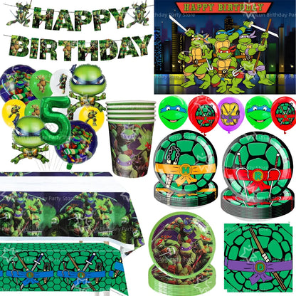 Cartoon Turtles Birthday Party Decorations Tableware Tablecloth Cup Plate Bag Napkins Balloon Baby Shower Turtles Party Favors