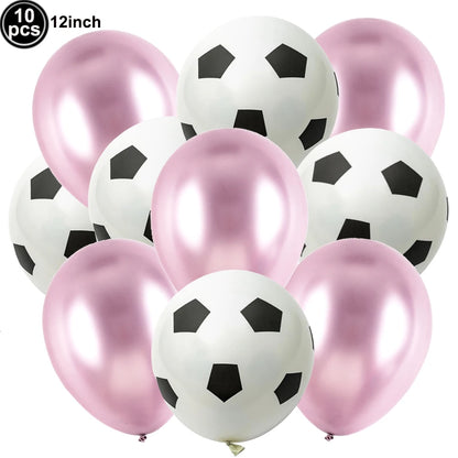 10Pcs 12inch Soccer Balloons Red Blue Black White Confetti Football Latex Balloon Boy Soccer Birthday Party Baby Shower Decor