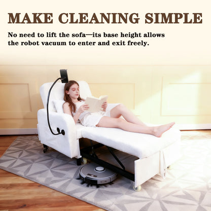 3-in-1 Convertible Sofa Bed, Sleeper Sofa Chair with Phone Holder & USB Port, Sofa Side Table, Pull Out Sofa Bed with Moving Wheels, Adjustable Backrest for Living Room, Bedroom