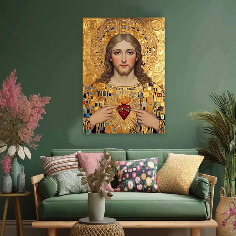 Virgin Mary and Baby Jesus Canvas Wall Art, Sacred Heart of Jesus Canvas Prints, for Living Room Home Decoarion