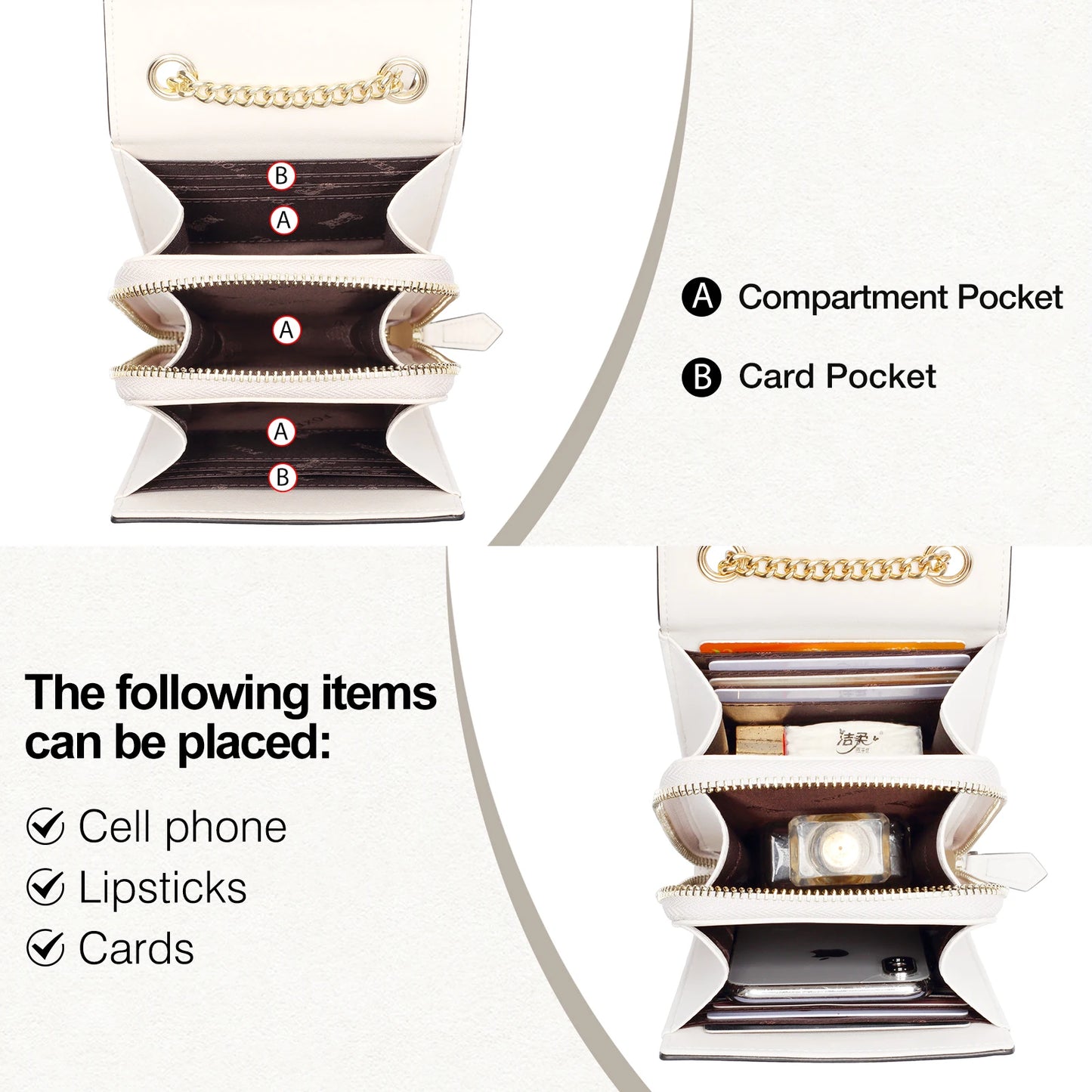 FOXER Fashion Split Leather Cellphone Bag Women's Shoulder Bag Light Luxury Female Crossbody Bag Mini Phone Travel Bag for Girl