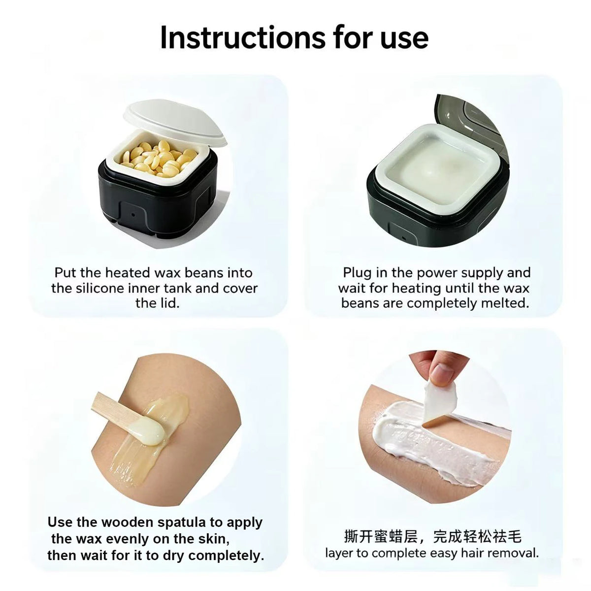 Portable mini wax heater for hair removal, constant temperature & safe, Type-C powered, natural plant-based wax, full-body de