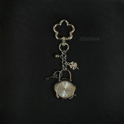 Original Hollow Heart Pocket Watch Chain Keychain Design Steampunk Clock Vintage Necklace Pendant Jewelry Watch Men Women Gift