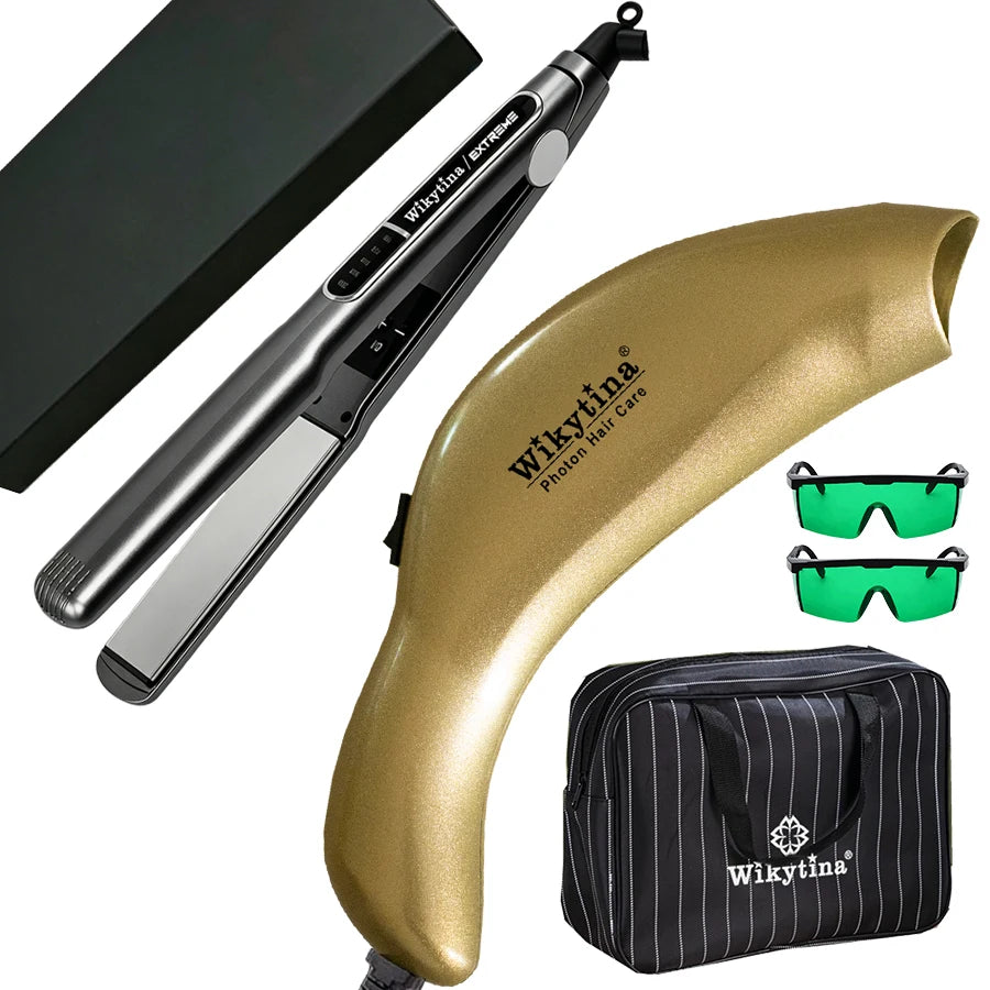 2 in 1 Titanium Flat Iron Hair Straightener Curler Instant Heat Negative Ion Adjustable Temperature Anti Frizz Salon Styling