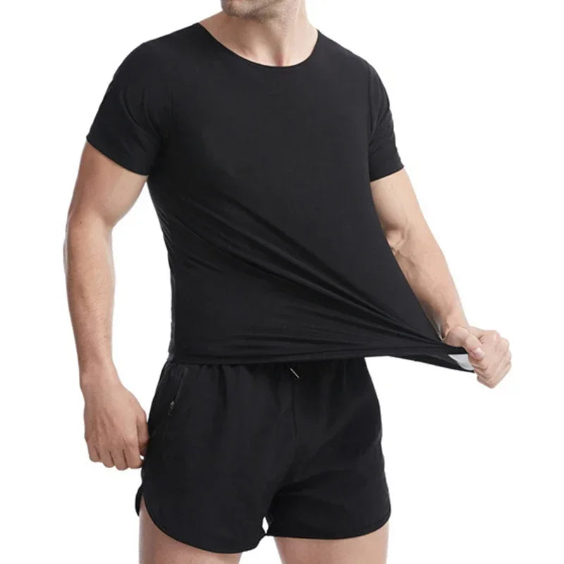 Men Sweat Sauna T-shirt Waist Trainer Suit Body Shapers Shapewear Corset Underwear Belly Control Fitness Fat Burn Tops
