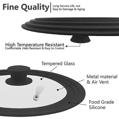 16-22-28-32cm Silicone Glass Covers Pans Skillets Multifunctional Adaptable Lids Stove Round Protector Caps Kitchen Accessories