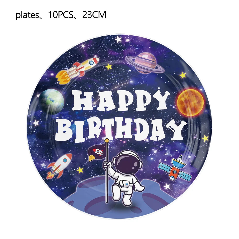 Planet Astronaut Birthday Party Decoration Paper Cup Plate Napkin Balloon Tablecloth  For Kids Baby Shower Party Supplies Gifts