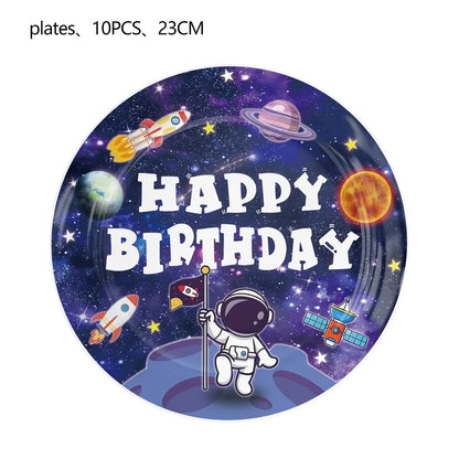 Planet Astronaut Birthday Party Decoration Paper Cup Plate Napkin Balloon Tablecloth  For Kids Baby Shower Party Supplies Gifts