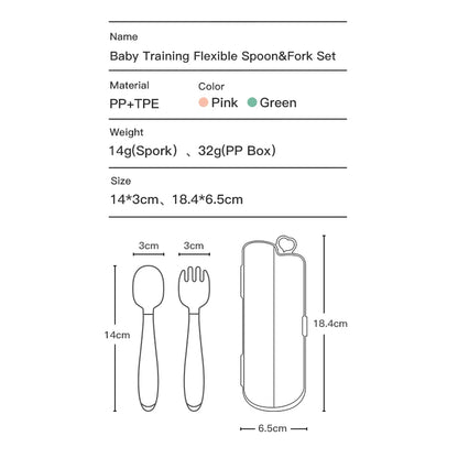 BPA Free Infant Baby Kids Children Feeding Training Non-Slip Flexible Twisting Fork Spoon Tableware