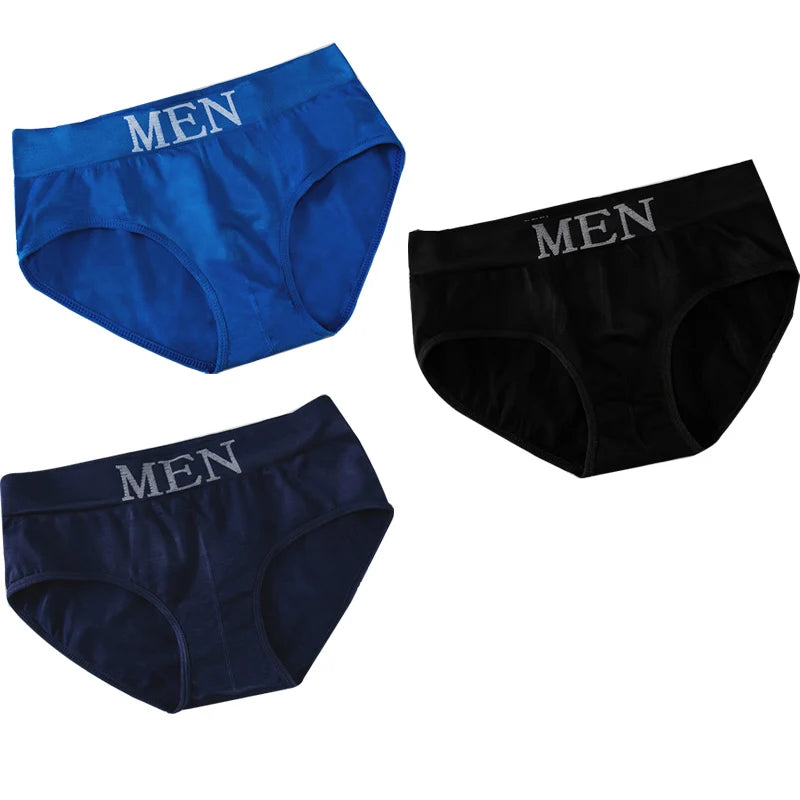 3Pcs/lot Men's Briefs Underwear Sexy Man Panties MEN Letter Underpants Breathable Comfortable Male Bikini Shorts Black Blue Red