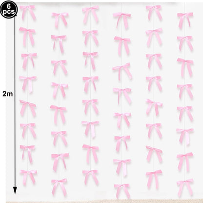10pcs Bow Cupcake Toppers Birthday Bowknot Ribbons Coquette Pink Bow Cake Decors Bridal Baby Girls Wedding Party Supplies