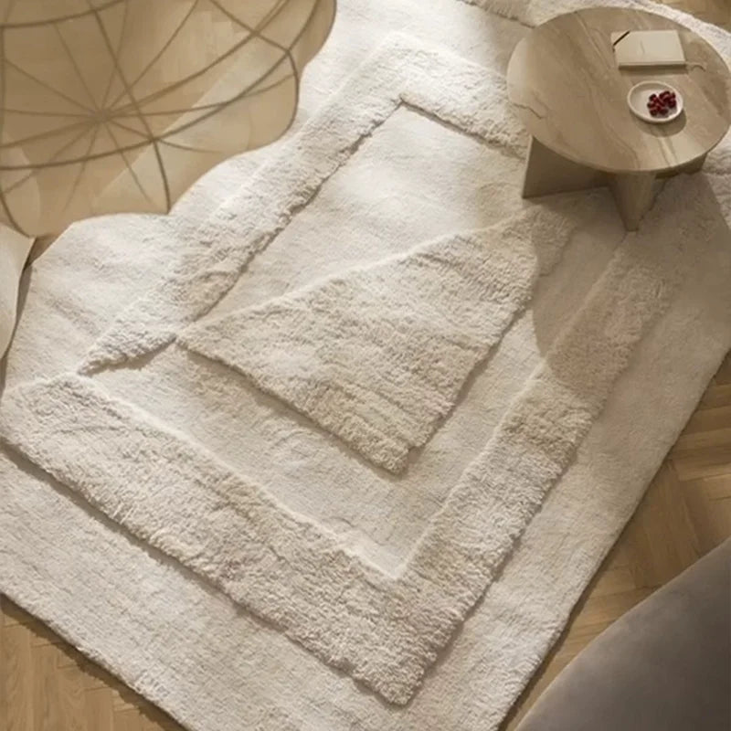 Warm Cream Living Room Carpet Thick Home Soft Bedroom Rug Nordic Sofa Coffee Table Floor Mat Store Decoration Display Carpet