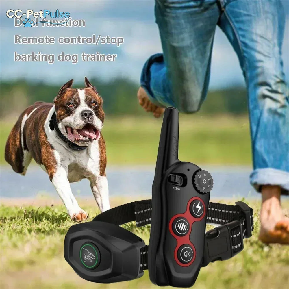 CC-PetPulse Electric Dog Training Device Remote Control Automatic Bark Stopper Collar Anti Bark Dog Collar Beep Alarm Waterproof