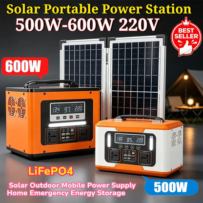 New High Power 600W 500W Portable Power Station 220V 55Ah/40Ah Solar Outdoor Mobile Power Supply Home Emergency Energy Storage
