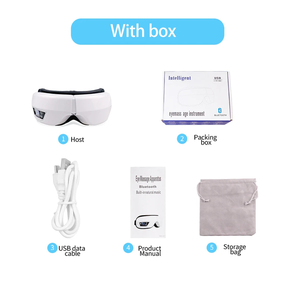 Electric Eye Massager Foldable Smart Airbag Vibrating Kneading Relax Massage Relieve Eye Dry Fatigue Bluetooth Music Eye Care