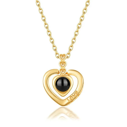 Love Heart Necklace 100 Languages I Love You Projection Pendant Jewelry For Mom Girlfriend Birthday Christmas Romantic Gifts