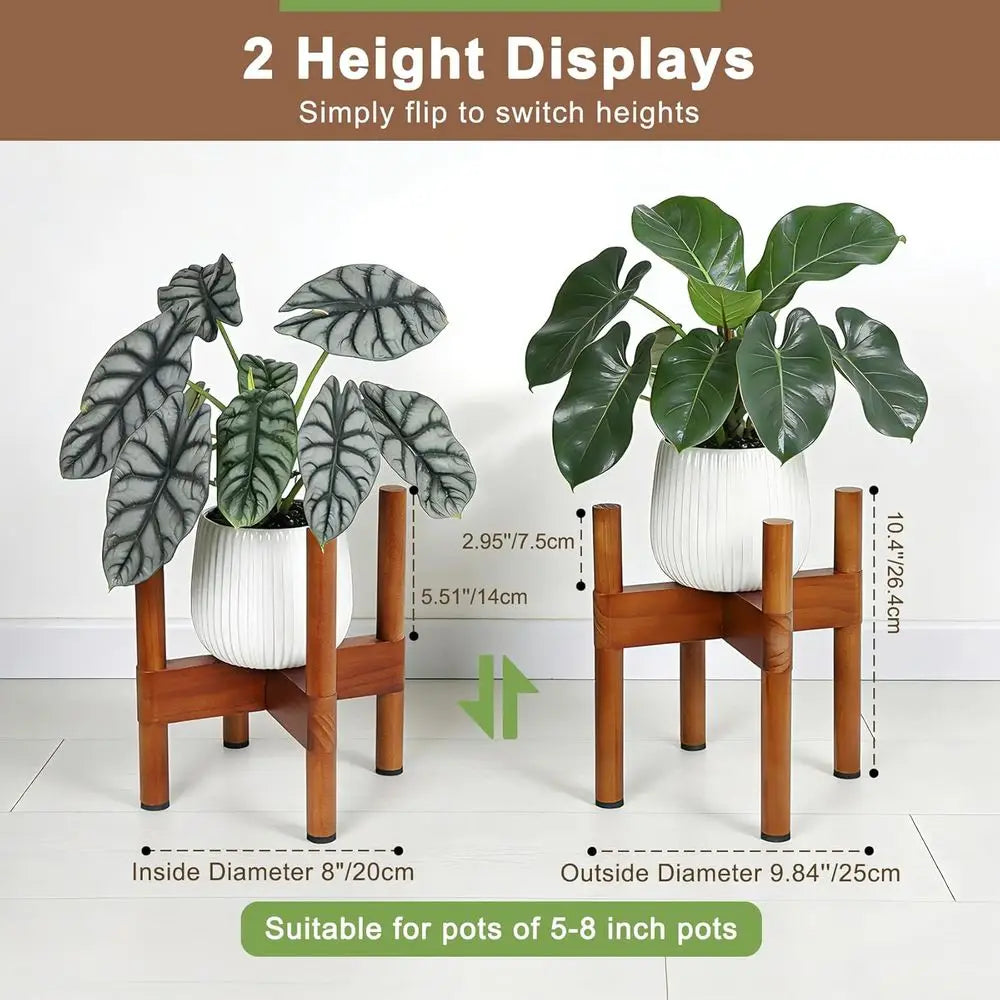 Indoor Wooden Plant Holder, Modern Tall Stand for 5-8 Inch Pots, Suitable for Living Room, Garden, and Balcony