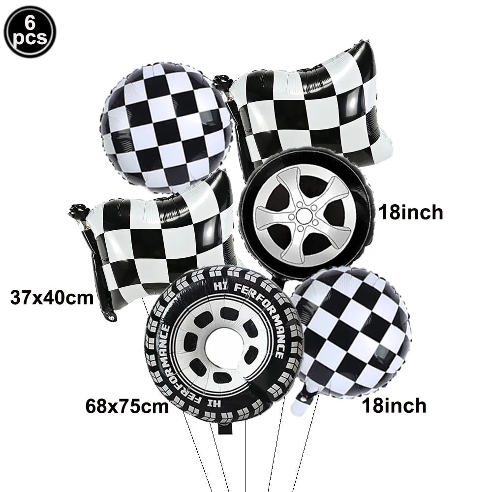 40'' Number Race Car Balloon Racetrack Balloon Truck Bike Wheels Tire Racing Car Theme Party Supplies Boys' Birthday Party Favor
