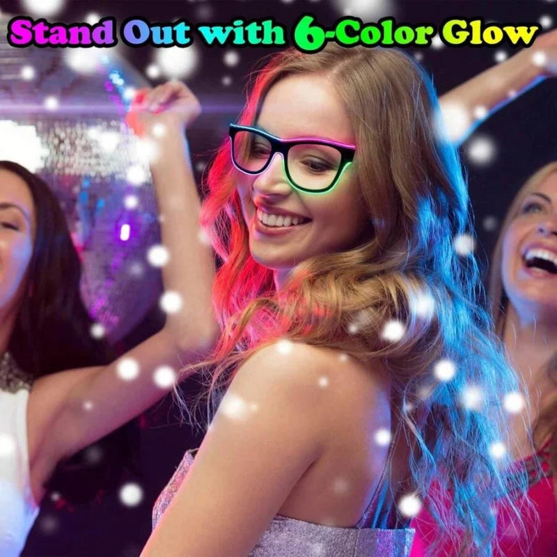 LED WirelessGlassesMulti-Color Luminous Neon Lights Glasses Style Source Flashing Modes Suitable For Carnival Parties