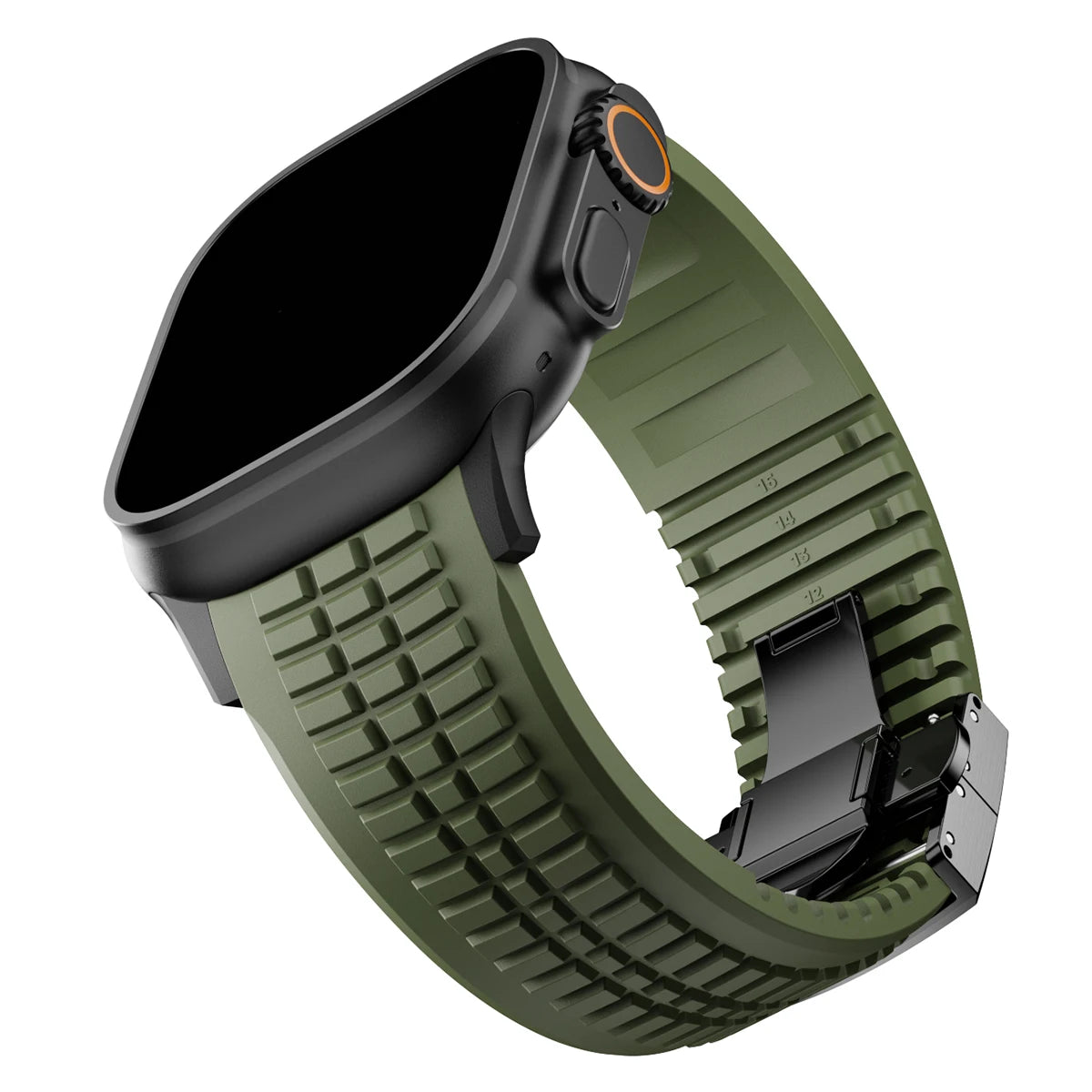 Sports Silicone Band for Apple Watch Ultra 2 49mm 46mm 45mm 44mm Luxury Metal Bracelet for iWatch Series 10 9 8 7 6 5 4 Se Strap