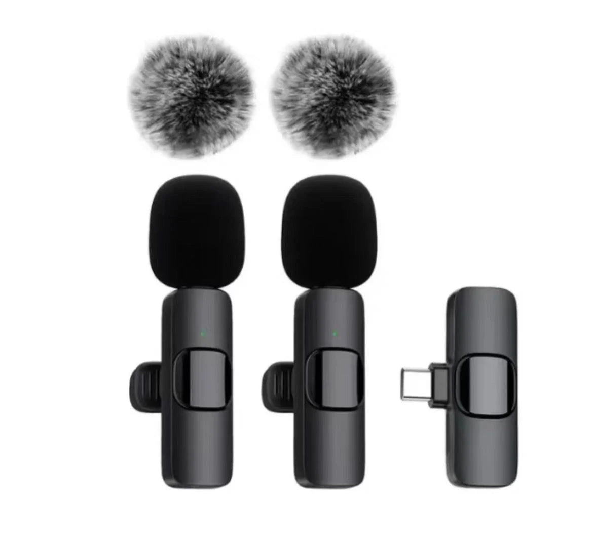 2 Pcs Wireless Lavalier Microphone for iPhone Android iPad, Mini Clip-on Mic with Crystal Clear Sound Quality