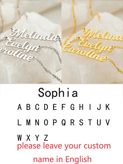 Custom Different Font Name Pendant Necklace for Woman Girls Stainless Steel Nameplate Personalized Choker Necklaces Jewelry Gift