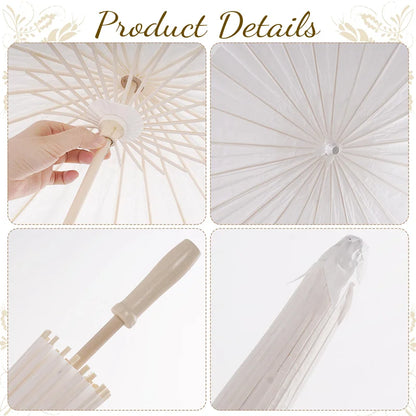 6-50Pcs 23.6/33Inches Wedding Paper Umbrellas White Parasols Bulk for Wedding Guests Bridal Party Decor Photo Props DIY Painting