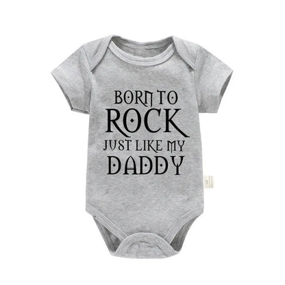 Born To Rock Newborn Baby Short Sleeve Cotton Baby Bodysuit Cute Baby Boy Clothes Jumpsuit Infant Outfit Baby Body Rock Onesie