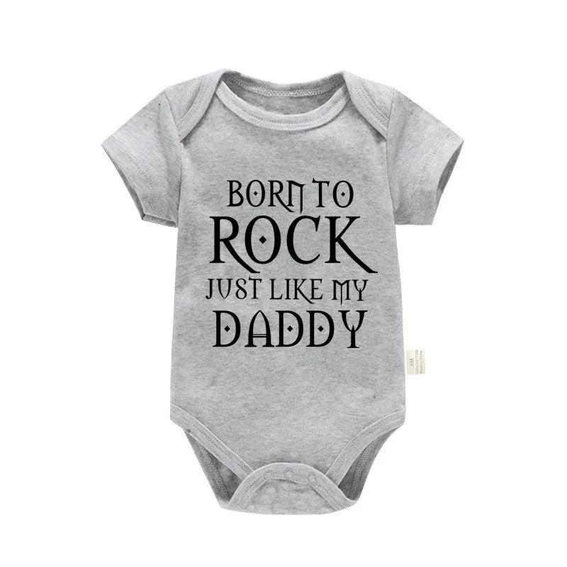 Born To Rock Newborn Baby Short Sleeve Cotton Baby Bodysuit Cute Baby Boy Clothes Jumpsuit Infant Outfit Baby Body Rock Onesie
