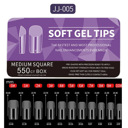 550pcs Translucent Frosted Nail Tips Soft Almond Coffin Square Acrylic Soft Full Cover False Nails Matte Press On Nails Manicure