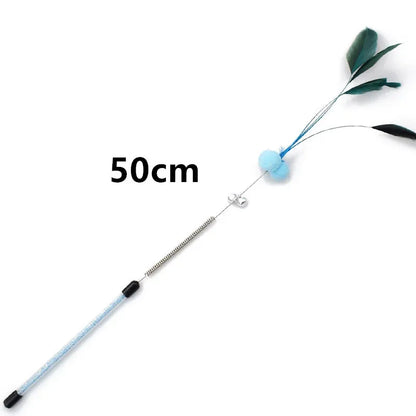 Cat Toy Spring Cat Toys Interactive Steel Wire Feather Toys for Cats Teaser Funny Feather Cats Toy Stick Plush Ball Pet Supplies