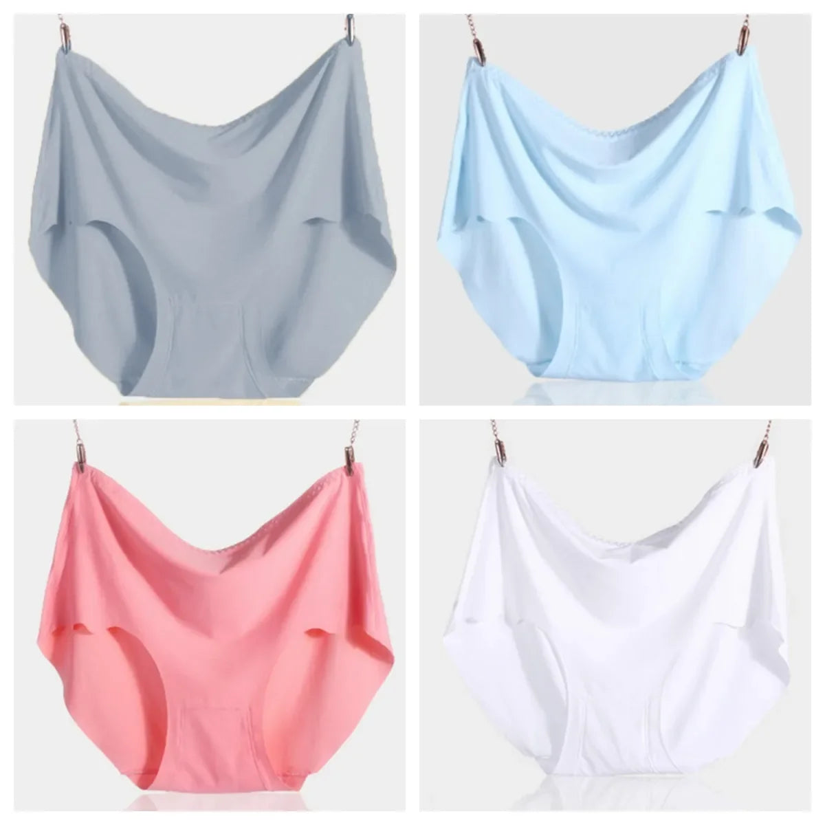 4Pcs Women Plus Size High Waist Ice Silk Boy Shorts Sexy Ultrathin Breathable Soft Underwear Panties Lingerie for 55-125kg