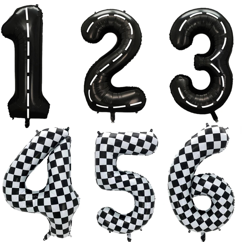 40'' Number Race Car Balloon Racetrack Balloon Truck Bike Wheels Tire Racing Car Theme Party Supplies Boys' Birthday Party Favor